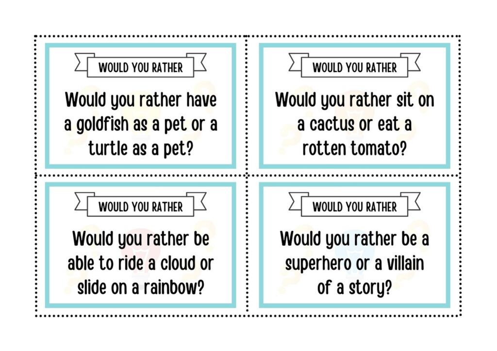 Would you rather Game Questions for Kids Card 3 from Daily Daddy Dose 